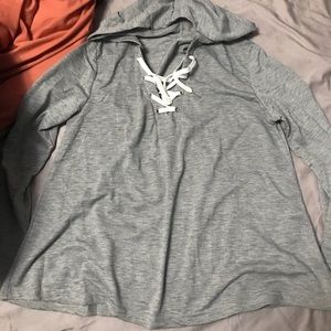 Hooded Tee with Crossed laces
